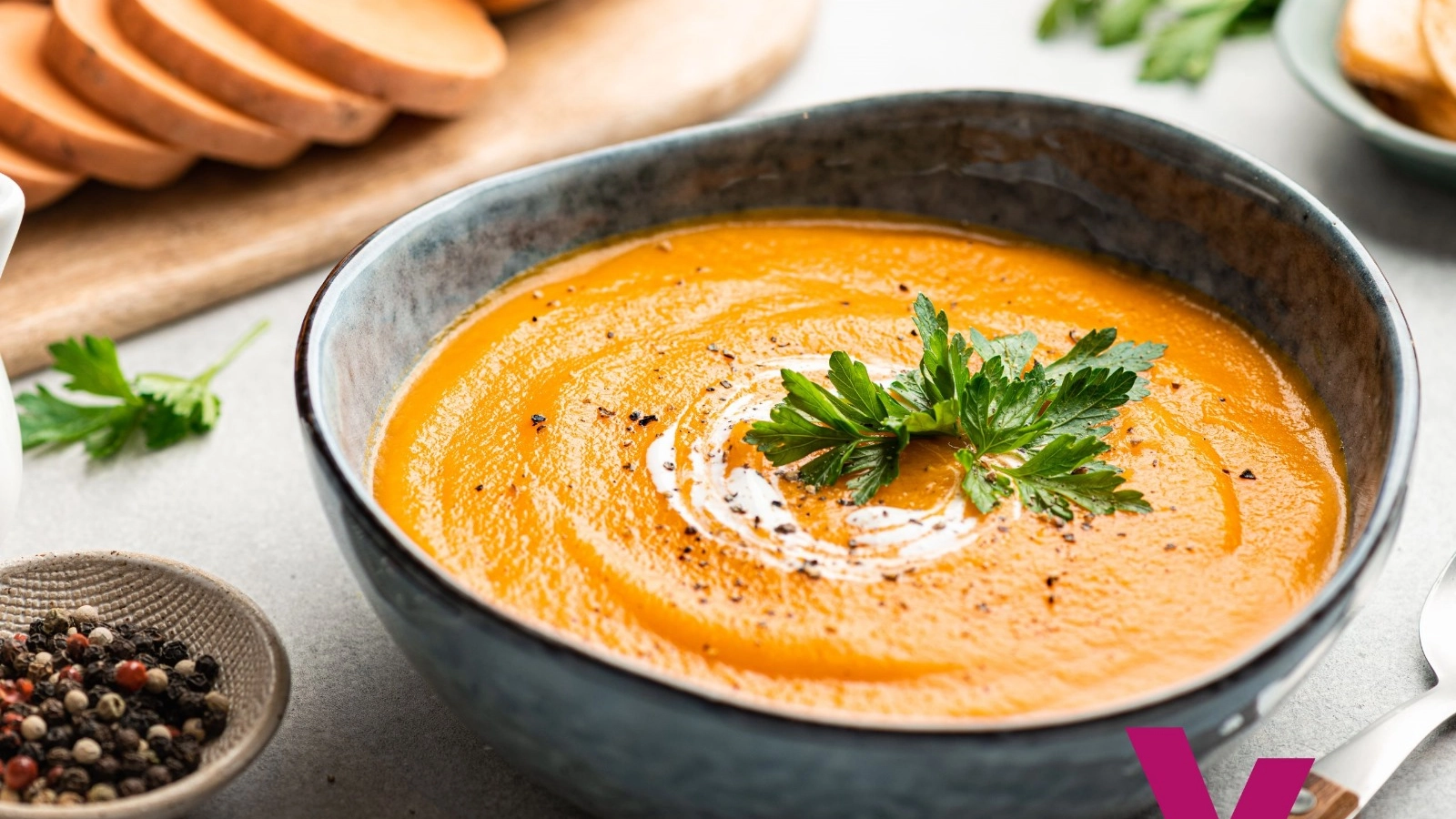 Suesskartoffelsuppe mit Vitalkollagen