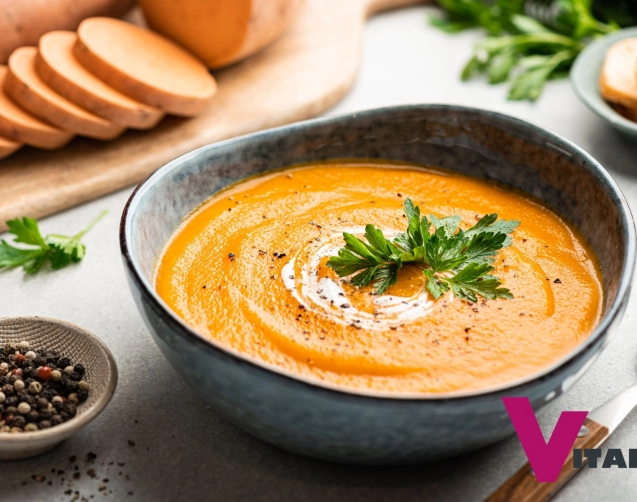 Suesskartoffelsuppe mit Vitalkollagen