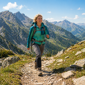 frau bei wandern osteoporose vorbeugen mit vitalkollagen